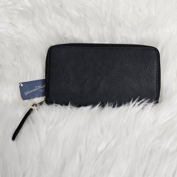 Universal Thread Vegan Pebble Leather New Zip Around Large Black Wallet - Picture 2 of 5